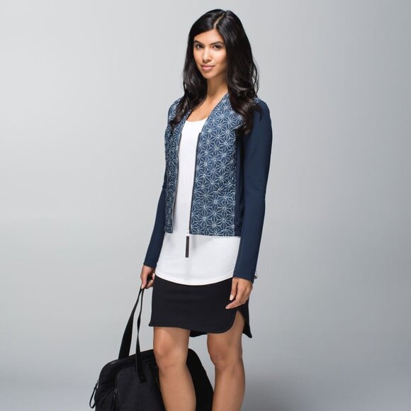 EUC Lululemon Cardigan&Again Jacket -Exploded Sashiko Star Inkwell Ghost/Inkwell - Picture 2 of 13